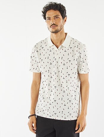 Polo en piqué de coton avec imprimé