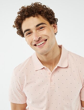 Polo en piqué de coton avec imprimé