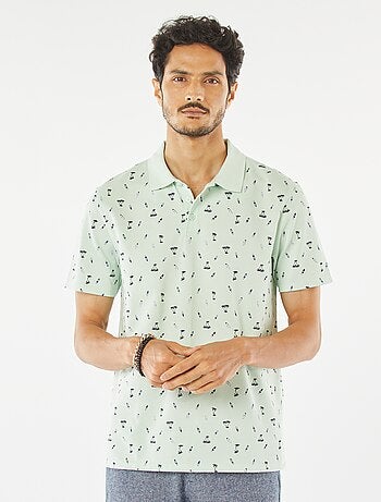 Polo en piqué de coton avec imprimé