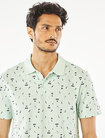 Polo en piqué de coton avec imprimé