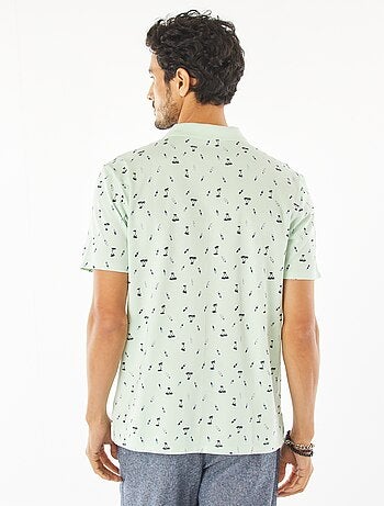 Polo en piqué de coton avec imprimé