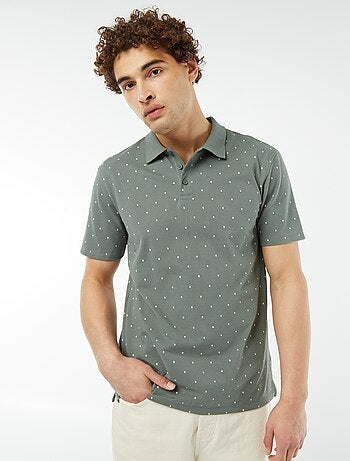 Polo en piqué de coton avec imprimé