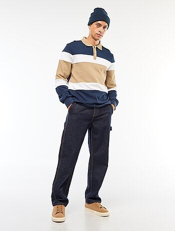 Polo manches longues style rugby esprit colorblock