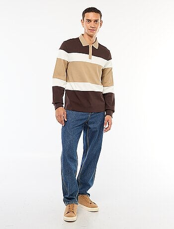 Polo manches longues style rugby esprit colorblock