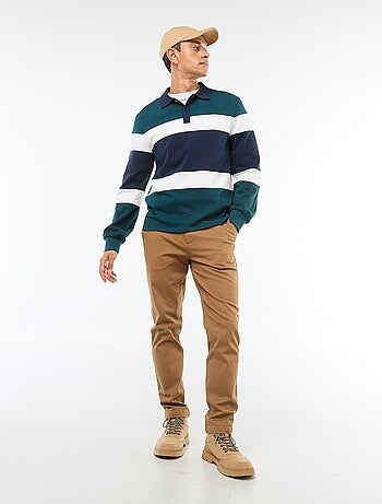 Polo manches longues style rugby esprit colorblock