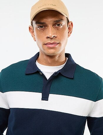 Polo manches longues style rugby esprit colorblock