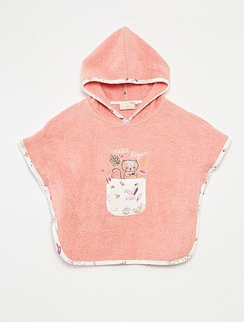 Poncho de bain avec broderies et poches kangourou