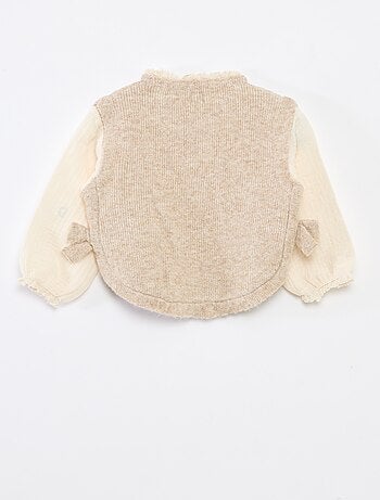 Pull 2 en 1 avec blouse en gaze de coton
