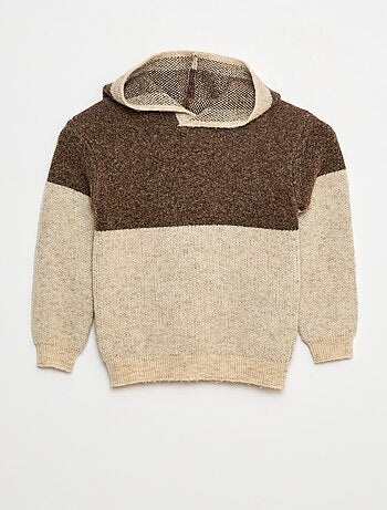 Pull à capuche color bloc