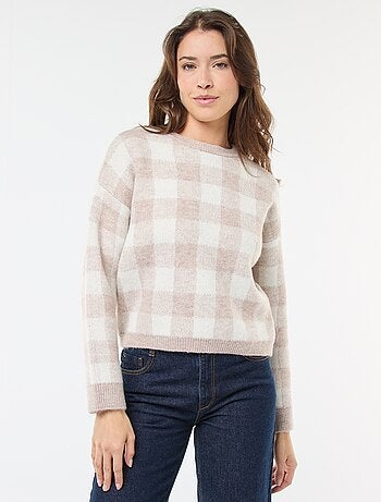 Pull à carreaux en matière douce