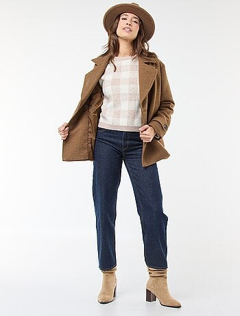 Pull à carreaux en matière douce