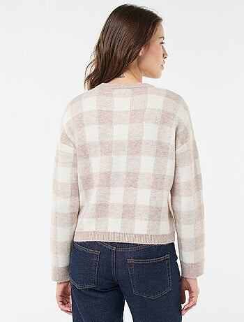 Pull à carreaux en matière douce