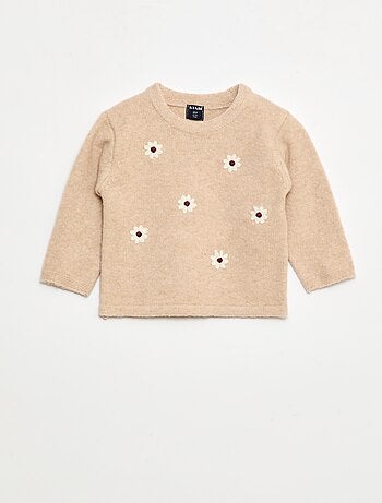 Pull à col rond avec broderies
