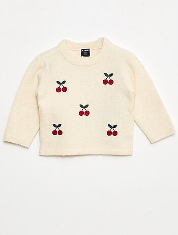 Pull à col rond avec broderies