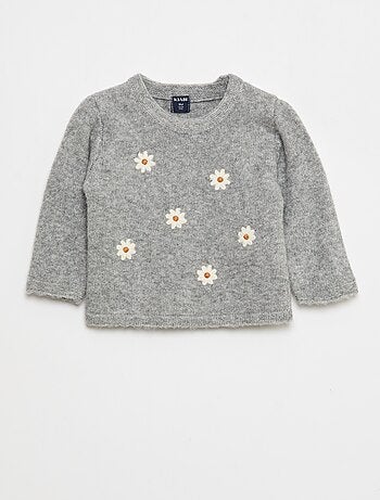 Pull à col rond avec broderies