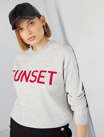 Pull à col rond avec inscription