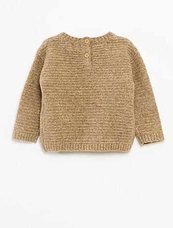 Pull à col rond en maille avec broderies à la poitrine