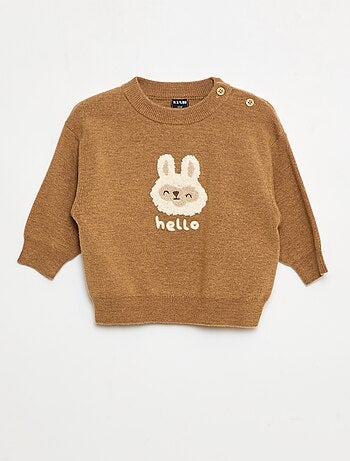 Pull à col rond en maille avec broderies