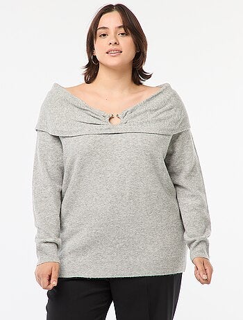 Pull à encolure bardot avec détail poitrine
