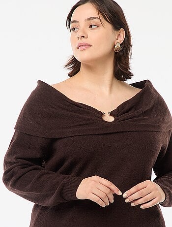 Pull à encolure bardot avec détail poitrine