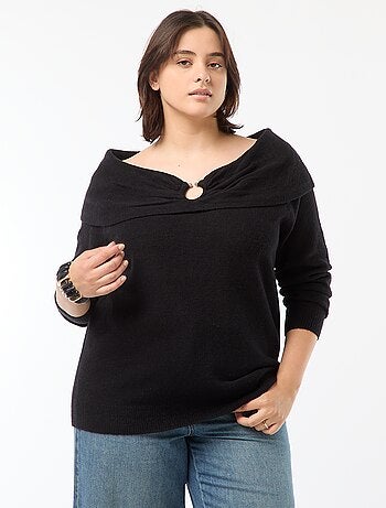 Pull à encolure bardot avec détail poitrine