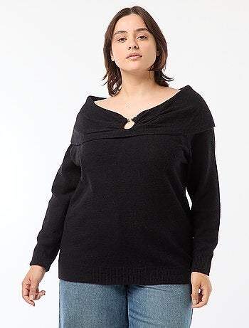 Pull à encolure bardot avec détail poitrine