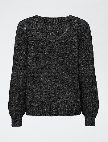 Pull ajouré col V 'Jdyaspen' uni