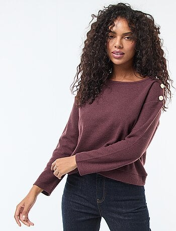 Pull avec boutons fantaisies dorés à l'épaule