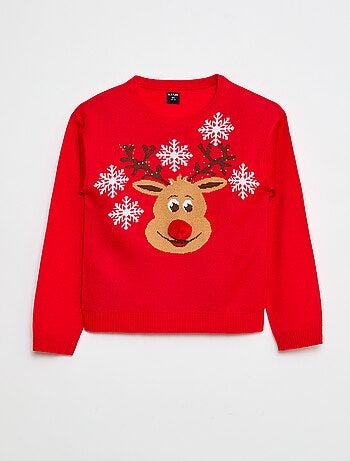 Pull avec 'cerf' imprimé + pompon