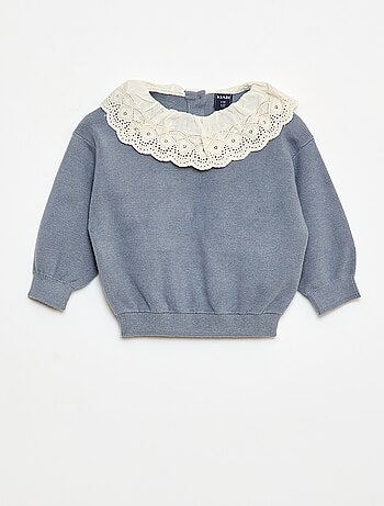 Pull avec col en voile de coton