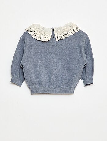 Pull avec col en voile de coton