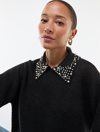 Pull avec encolure perlée 'JDY'