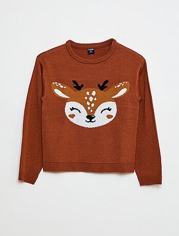 Pull avec imprimé 'Cerf'
