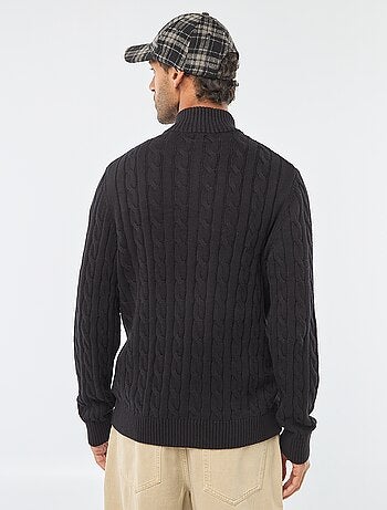 Pull col camionneur zippé torsadé en coton