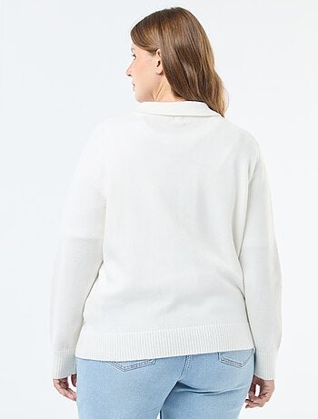 Pull col polo avec boutons bijoux