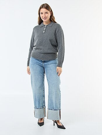 Pull col polo avec boutons bijoux