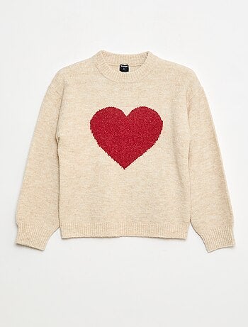 Pull col rond à motif
