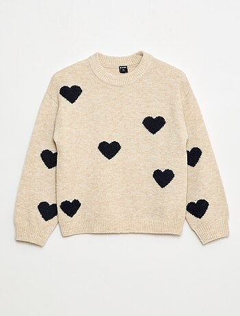 Pull col rond à motif