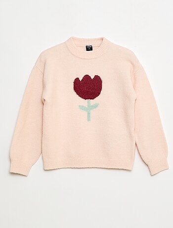 Pull col rond à motif