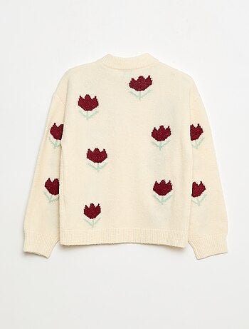 Pull col rond à motif