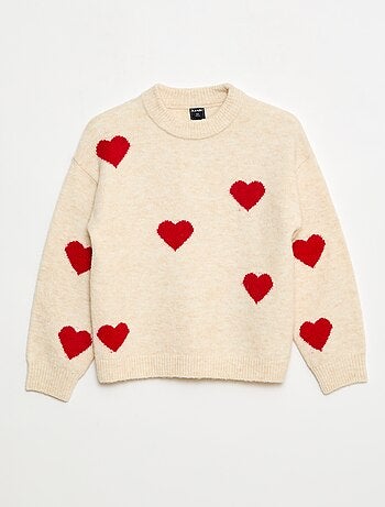 Pull col rond à motif