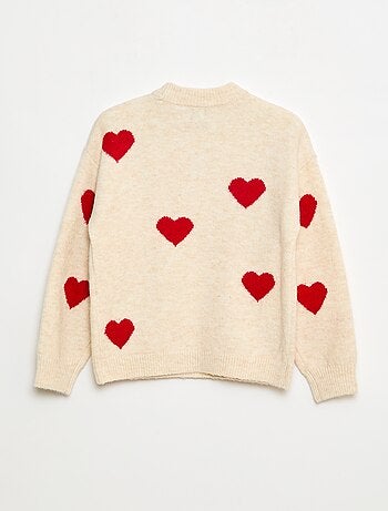 Pull col rond à motif