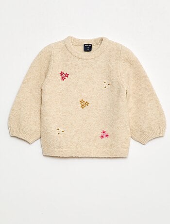 Pull col rond à motif tricoté