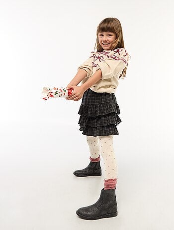 Pull col rond avec motif de noeuds