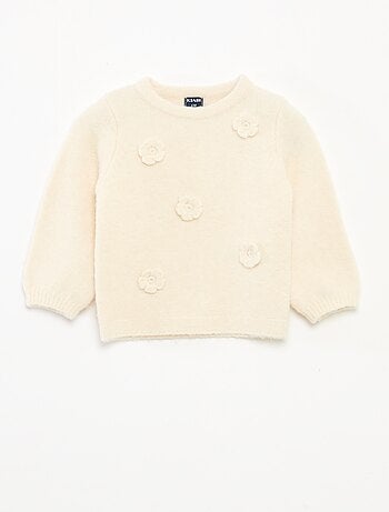 Pull col rond avec patch fleurs