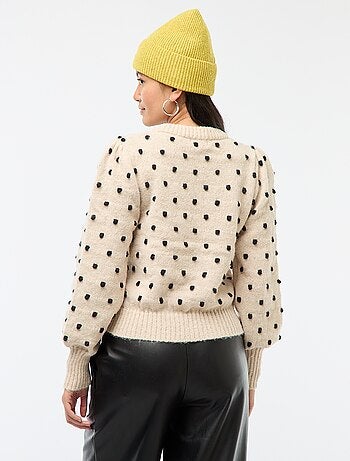 Pull col rond avec pois en relief