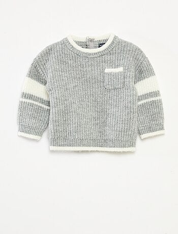 Pull col rond bicolore