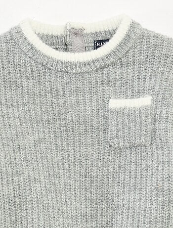 Pull col rond bicolore