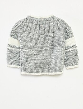 Pull col rond bicolore