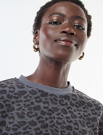 Pull col rond doudou leopard